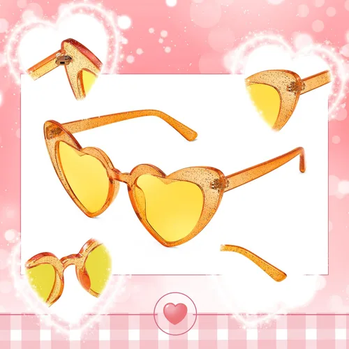 Miniatura 4 de FEISEDY Gafas de sol de corazón para mujer, gafas de sol de corazón rosa, gafas de sol de corazón rojo, gafas de moda en forma de corazón B2421-P
