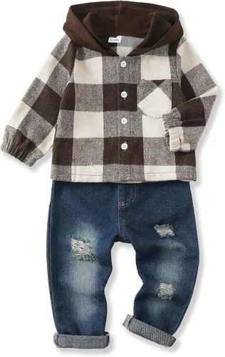 Miniatura 70 de Renotemy Ropa de bebé para niño, trajes de mezclilla, sudadera con capucha para bebés, pantalones de mezclilla, ropa para niños pequeños