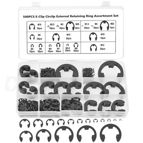 Miniatura 11 de Boatsea - Juego de 300 anillos de retención externos C-Clip Circlip, anillos de retención de resorte externos, juego de surtido de tienda, 18