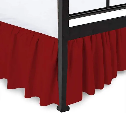 Miniatura 22 de Falda de cama individual negra para falda de cama con volantes con caída de 16 pulgadas, tela de tres lados ajustable con volantes suaves y sedosos