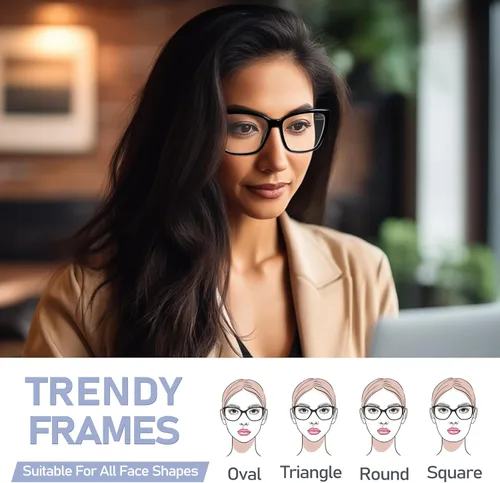 Miniatura 2 de Gafas de lectura para mujer, paquete de 3 lentes de lectura a la moda de gran tamaño para mujer, lentes de ojo de gato con bisagra de resorte A1