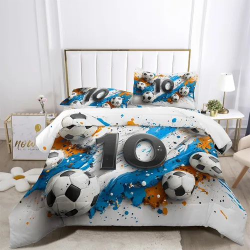 Miniatura 10 de XIICOO XIICOOCartoons - Juego de ropa de cama deportiva para niños y niñas, 1 edredón+2 fundas de almohada (3 piezas) o sábana (4 piezas)