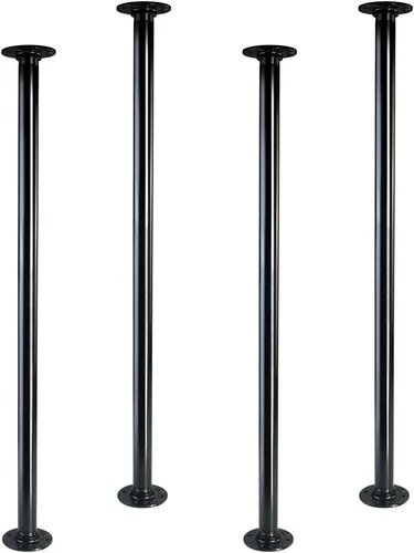Miniatura 13 de GeilSpace Patas de mesa de tubo industrial de 12 pulgadas, patas de escritorio de metal negro rústico con bridas resistentes, juego de 4 para mesa