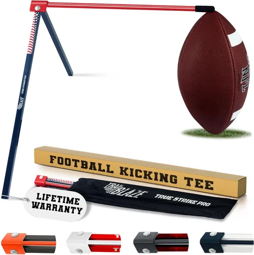 True Strike Pro Football Kicking Tee - Ultimate Football Tee Compatible with All Ball Sizes, Bonus Goal Kicking Tracker, Field Goal Football Holder
