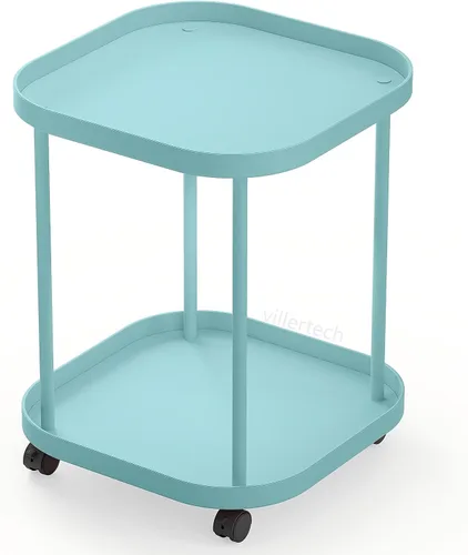 Mesa auxiliar villertech con ruedas, mesa auxiliar de sala de estar, mesa lateral móvil de plástico para sofá, mesa auxiliar pequeña, mesita de Azul