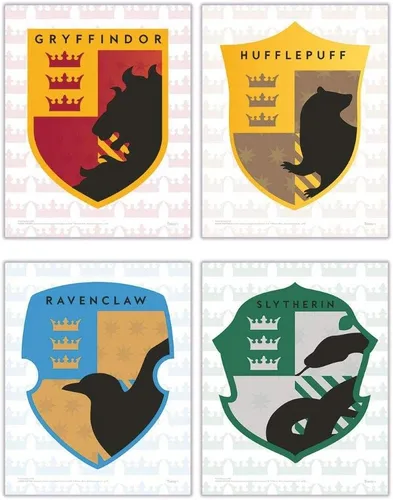 Miniatura 33 de Harry Potter - Banderas de la casa de Hogwarts - Gryffindor - Slytherin - Ravenclaw - Hufflepuff - Diseño geométrico - Juego de cuatro arte de pared