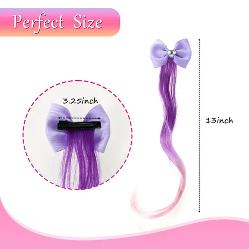 Miniatura 6 de 6 pinzas para el cabello para niñas, extensiones de cabello de color de 13 pulgadas con clip para niñas, extensiones de cabello rizado con clip