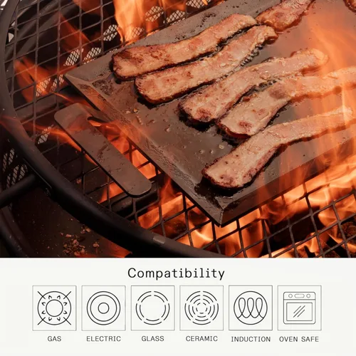 Miniatura 4 de Made In Utensilios de cocina Juego de plancha y parrilla de acero al carbono con media tapa Utensilios de cocina profesionales Fabricado