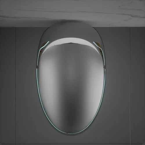 WinZo Inodoro inteligente moderno en forma de huevo con bidé integrado, descarga automática/apertura automática, pantalla LED de luz nocturna, Gris