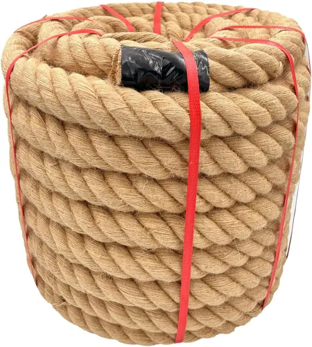 Miniatura 14 de Cuerda de Cáñamo Natural (1 pulgada x 50 pies) Cuerda de Manila Trenzada Cuerda de Yute Gruesa para Manualidades, Cuerda de Columpio de Porche