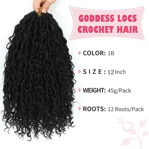 Miniatura 150 de Alicoco Goddess Locs Cabello de Ganchillo 12 Pulgadas 8 Paquetes Rastas Sintéticas de Ganchillo Para Mujeres Rastas Suaves Boho Pre-enrolladas River