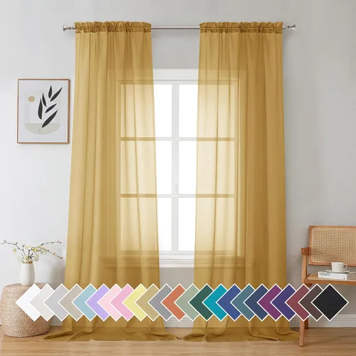 Miniatura 167 de Aiyufeng 2 paneles de cenefa transparente negra de 14 pulgadas de largo, cortinas cortas negras transparentes para dormitorio, cortinas de cocina