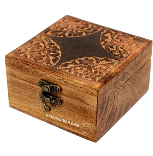 Miniatura 15 de Urna de madera antigua hecha a mano con grabado del árbol de la vida tallada a mano para mujeres y hombres, joyas Acentos de decoración del hogar