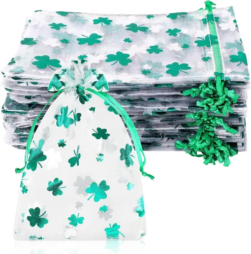 Miniatura 9 de DTOFOOT Bolsas de organza de Navidad, bolsas de regalo para joyas, 40 unidades de 4 x 6 pulgadas, pequeños copos de nieve de Papá Noel de Navidad