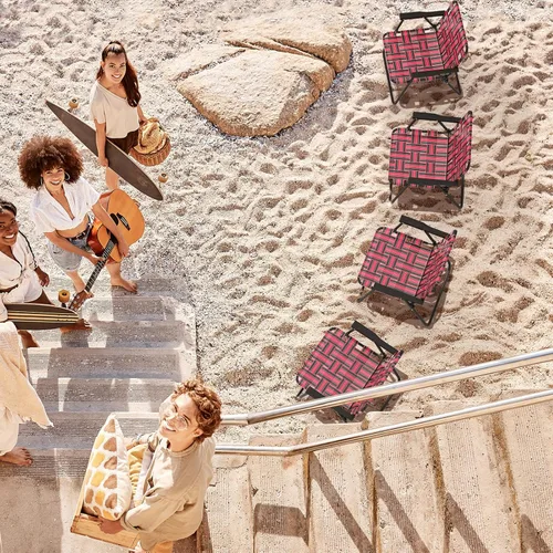 Miniatura 2 de Giantex Juego de 6 sillas de playa, sillas plegables para patio para adultos, sillas de cincha al aire libre con marco de acero, sillas de camping