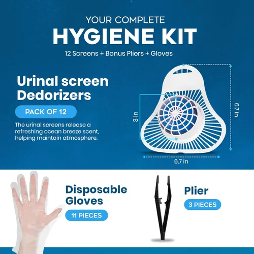 Miniatura 5 de The ULTIMATE - Pasteles de orina para baño de hombres, hasta 3000 mechones, paquete de 12 desodorantes de pantalla de orinal, brisa oceánica, diseño