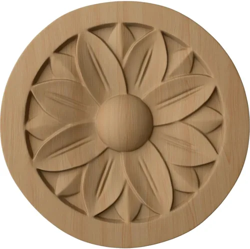 Miniatura 6 de Ekena Millwork ROS03X03BERW Roseta redonda Bedford, 3 1/2 pulgadas de ancho x 3 1/2 pulgadas de alto x 1/2 pulgadas de P, madera de caucho