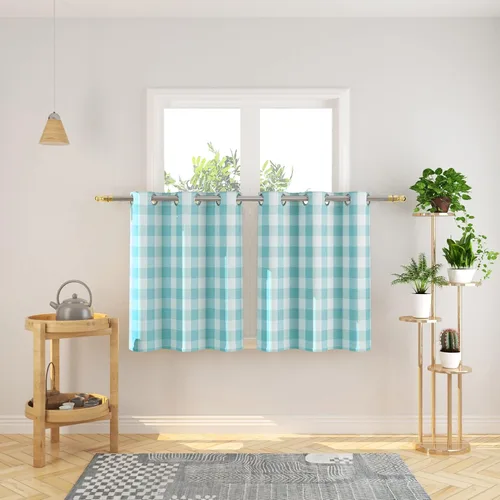 Miniatura 93 de Cortinas de 24 pulgadas de largo con diseño Buffalo Check Gingham Plaid para ventanas de cocina y baño, tratamiento para ventanas con 2 paneles