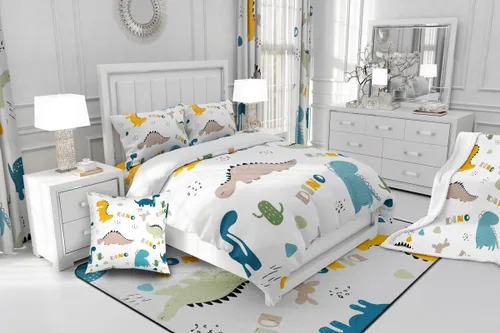 Miniatura 6 de Lindo juego de ropa de cama con dinosaurios, juego de funda de edredón con dibujos animados de cactus, funda de edredón decorativa, funda de edredón