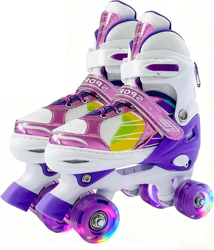 Miniatura 9 de Patines ajustables para niños y niñas de 3 a 12 años, las 8 ruedas de patines se iluminan con equipo de protección, regalo para jóvenes, niños