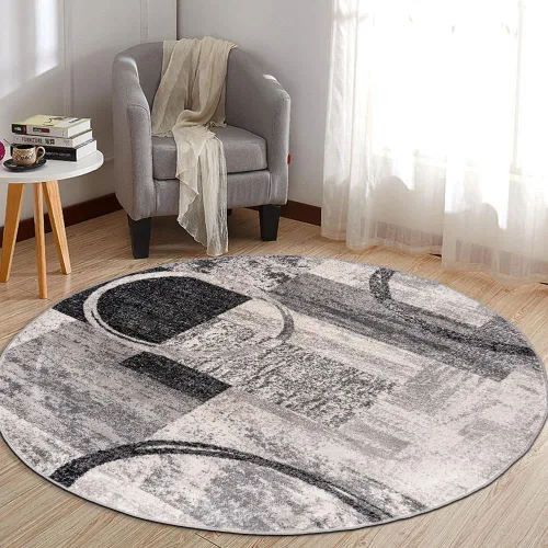 Miniatura 15 de Rugshop - Alfombra contemporánea con diseño abstracto de círculos, alfombra con respaldo de yute para entrada, cocina o habitación pequeña, marrón