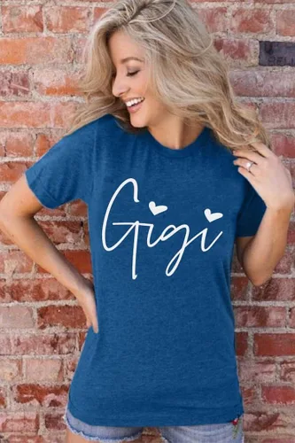 Miniatura 6 de Gigi - Camisetas para abuela, mujer, con gráfico Gigi con corazones, de manga corta