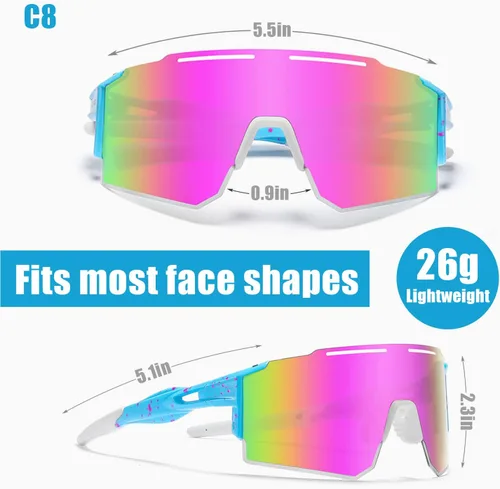 Miniatura 5 de Gafas de sol deportivas polarizadas para hombres y mujeres, gafas de sol para correr, jóvenes, ciclismo, béisbol, protección UV400 C8
