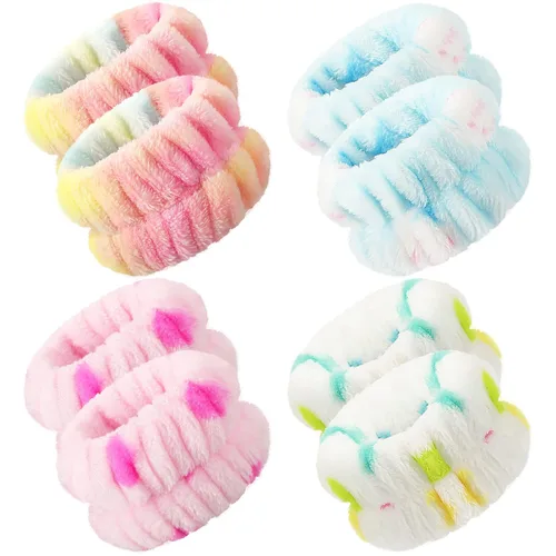 Miniatura 17 de Chuangdi 4 pares de muñequeras para el lavado de la cara, muñequeras spa de microfibra, muñequeras absorbentes para mujeres, muñequeras para evitar