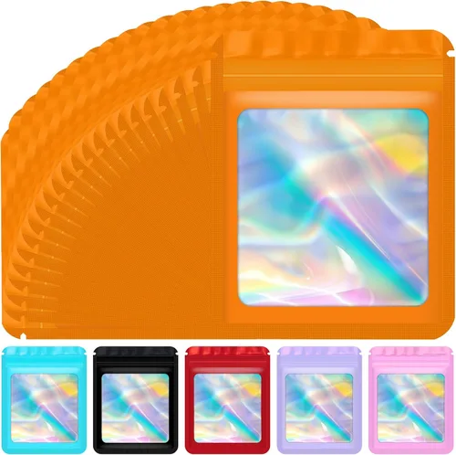 Miniatura 15 de Jetmore 100 piezas Bolsas Holográficas Mylar Resellables para Pequeñas Empresas Bolsa de Embalaje Sellable para Dulces Almacenamiento de Alimentos