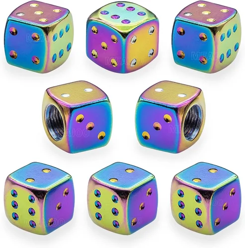 Miniatura 9 de 8 piezas de tapas de vástago de válvula de neumático, tapas de válvula de neumático de acero inoxidable, tapas de válvula de rueda para autos