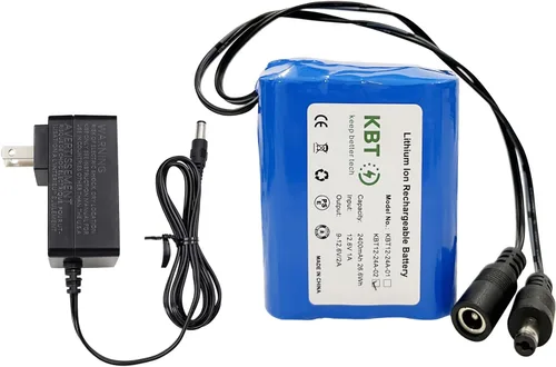 Miniatura 7 de KBT 12V 1200mAh Batería recargable de iones de litio, paquete de batería de repuesto con cables desnudos y cargador compatible para dispositivos