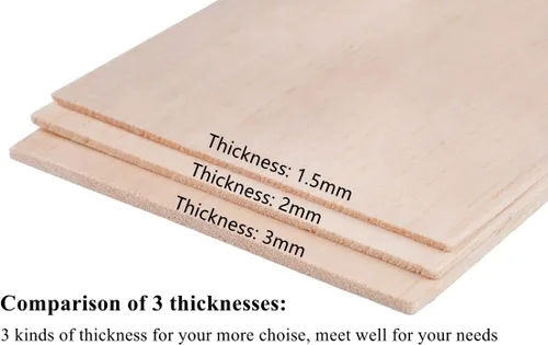 Miniatura 6 de Paquete de 12 hojas de madera de balsa de 1/8 x 4 x 8 pulgadas, madera natural sin terminar para manualidades, hacer modelos de casa, avión, barco