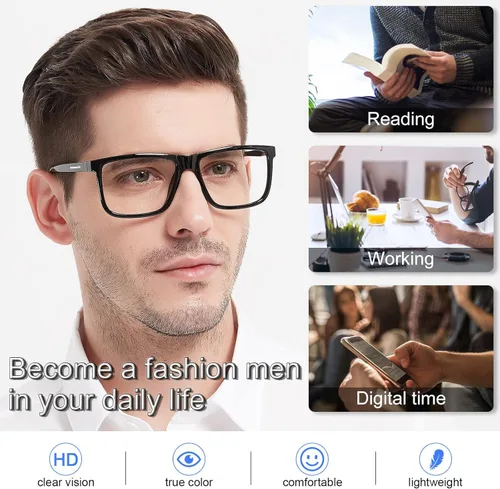 Miniatura 4 de MARE AZZURO Gafas de Lectura Cuadradas Grandes +1.0 para Hombre Lectores Grandes Cara Grande 1.0 1.25 1.5 1.75 2.0 2.25 2.5 2.75 3.0 3.5 4.0 5.0 6.0