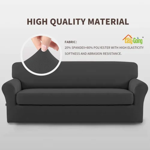 Miniatura 3 de Easy-Going - Funda elástica de microfibra de 2 piezas para sofá, funda suave de elastano, lavable, parte inferior elástica, protector para muebles