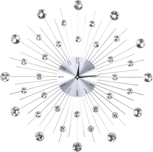 Keenso Reloj de pared plateado metálico brillante, 20.1 x 20.1 x 2.0 in, resistente a la decoloración, requiere 1 batería AA, fácil de leer, buena