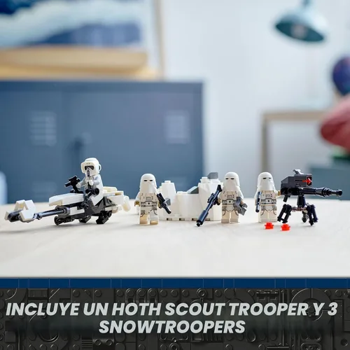 Miniatura 5 de LEGO Star Wars Snowtrooper - Paquete de batalla 75320, juguete de construcción con 4 figuras, lanzadores y bicicleta rápida, idea de regalo