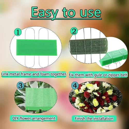 Miniatura 4 de GRPFS Paquete de 3 sillas de cementerio para lápidas galvanizadas de 12 pulgadas con bloques de espuma de flores, lápidas de cementerio para tumbas