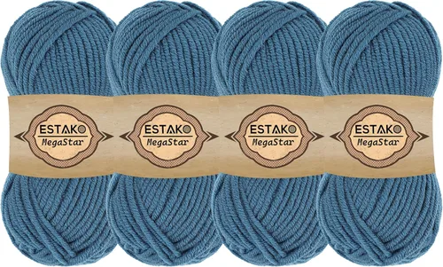 Miniatura 15 de Estako Megastar, 3.52 Oz (100g) de hilo de acrílico 75% y lana 25%, suave, peso grueso voluminoso #5 para crochet y tejer 120 yardas (110m)
