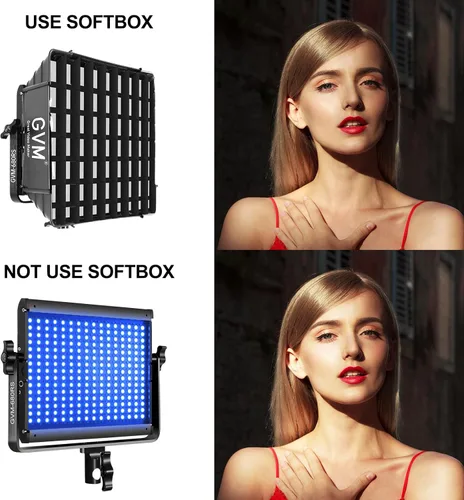 Miniatura 6 de Kits de iluminación de fotografía RGB GVM con 2 softboxes, luces de estudio 680RS de 50W con control Bluetooth, 2 paquetes de luz de video con 18