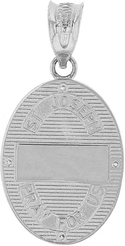Miniatura 2 de Claddagh Gold Fine 925 Sterling Silver CZ-Accented St. Joseph Oval Medal Necklace (1.15")