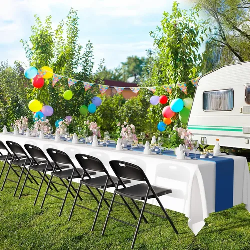 Miniatura 7 de VINGLI Sillas plegables, silla plegable de plástico, capacidad de hasta 350 libras, asientos portátiles para interiores y exteriores, eventos, Negro