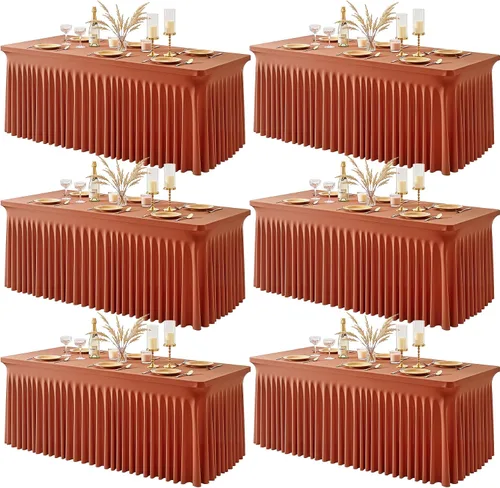 Miniatura 44 de Paquete de 1 manteles azul bebé para mesas rectangulares de 4 pies, cubiertas de mesa de spandex elástico de una pieza resistentes a las arrugas