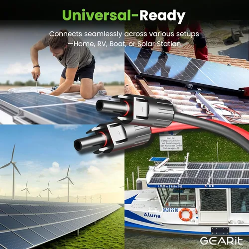 Miniatura 7 de GEARit Cable de extensión de panel solar de calibre 10 de 50 pies cada uno (100 pies en total) con conectores MC4 macho a hembra, kit