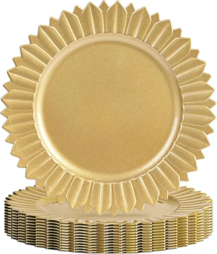 Miniatura 12 de MAONAME Juego de 6 platos base negros de 13", platos base redondos para platos de cena, platos base de plástico, platos base para mesa de boda