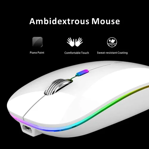 Miniatura 6 de Uiosmuph Ratón inalámbrico LED, G12 Slim recargable silencioso ratón, 2.4G portátil USB óptico inalámbrico ratón de computadora con receptor USB