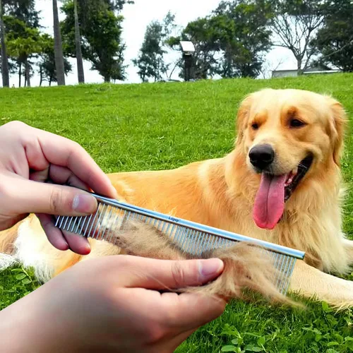 Miniatura 4 de Lilpep 2 peines de metal de acero inoxidable para perros, para eliminar tapetes enredados y masajear peines de mascotas, herramientas profesionales