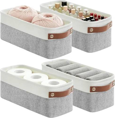 Miniatura 14 de Bagnizer 13x13 Cajas de almacenamiento cúbicas, caja de almacenamiento plegable de tela, paquete de 4 cestas de armario con asas para organizar