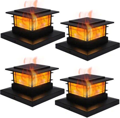 Miniatura 9 de Dynaming Luces solares de 4 x 4 para exteriores con 2 modos de color, luces solares para poste de valla, carcasa negra para postes de vinilo/madera