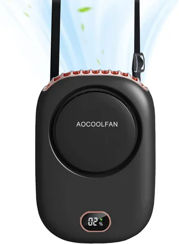 AOCOOLFAN Ventilador de cuello portátil, mini ventilador de mano personal pequeño recargable por USB de 3 velocidades para niñas, niños y mujeres,