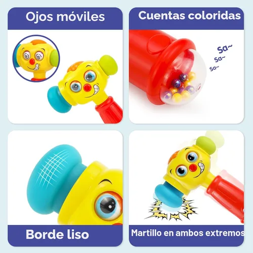 Miniatura 5 de HOLA Juguetes para regalo de cumpleaños de niño de 1 año, juguete de martillo para bebés de 12 a 18 meses, juguetes musicales para niños pequeños